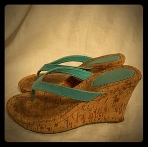 High heeled wedge sandals